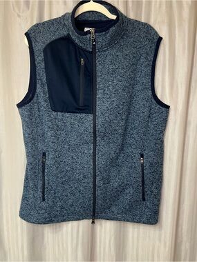 Southern Tide Lido Deck Fleece Vest in Heather Navy Blue size L